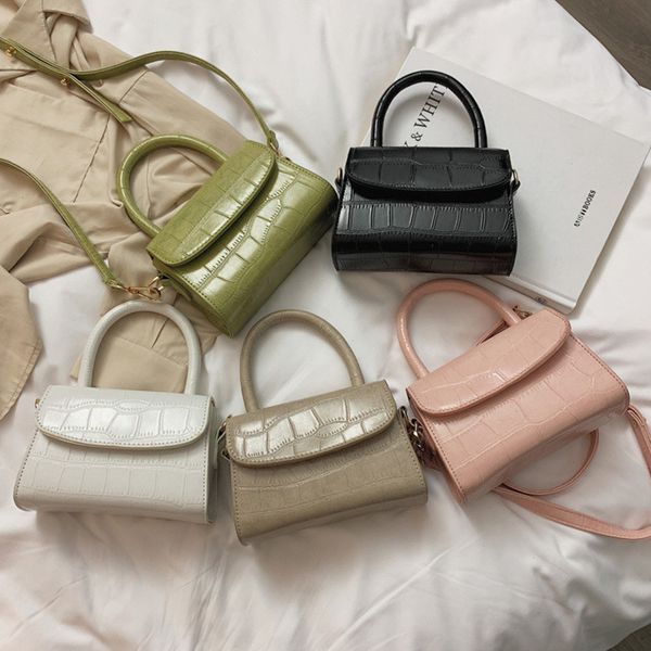 

hocodo crossbody bags for women solid color crocodile pattern handbags quality pu leather retro small ladies shoulder bags 201014