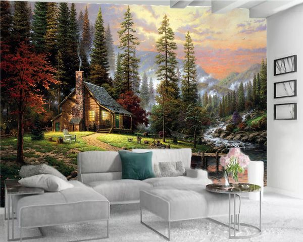 

romantic landscape 3d wallpaper dream cottage under the snow mountain living room bedroom beautiful and practical 3d mural wallpaper