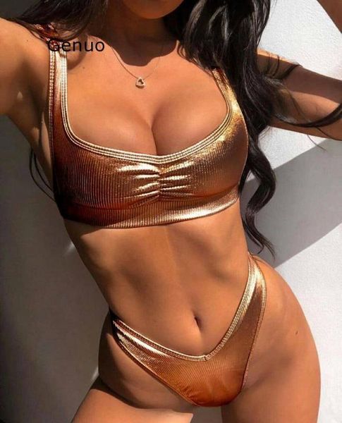 

bikini set swimwear women brown invisible stripe mode bathing suit female split push ups swimsuit bikinis mujer 2020 new1, White;black