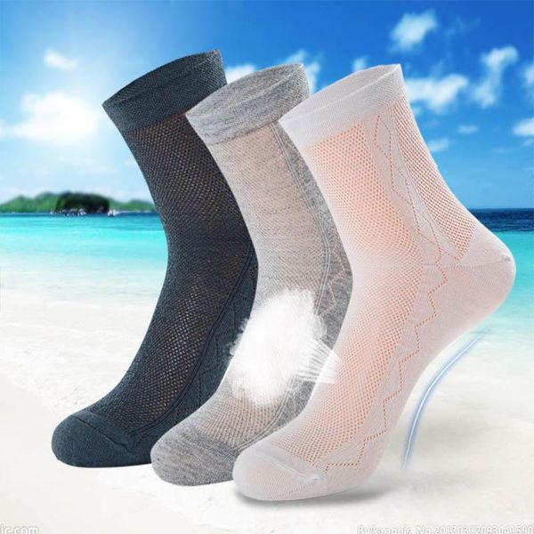 

men's socks q summer cool thin cotton breathable business solid color casual middle tube sock men, Black