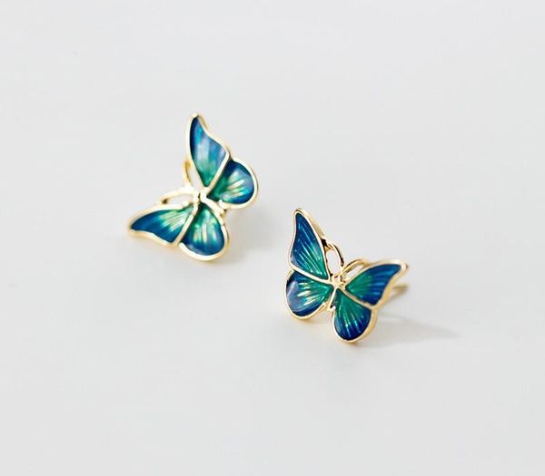 

daiwujan корейский стиль стерлингового серебра 925 blue butterfly серег romantic золотые серьги для женщин lady fine11, Golden;silver