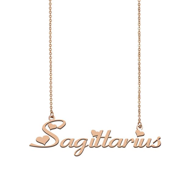 

sagittarius name necklace custom nameplate pendant for women girls birthday gift kids friends jewelry 18k gold plated stainless steel, Silver