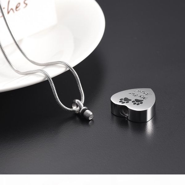 

ijd9095 my fur angel cremation urn pet ashes urn heart cremation jewelry waterproof ash holder pendant keepsake holder necklace jewelry, Silver