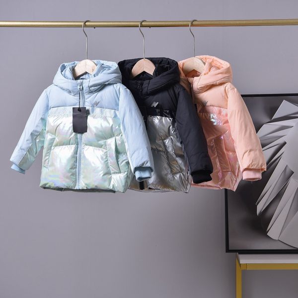 

kids fashion coats autumn winter stitching comfortable hooded zipper down jackets boys girls sports casual outerwear, Blue;gray