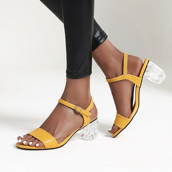 

2021 new fashions leather women's sandals high-heels black party shoes size 40 41 42 54fl