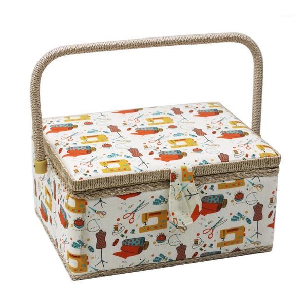 

sewing notions & tools handmade basket with kit accessories fabric crafts storage box gift for mother 30.5*23*16cm1, Black
