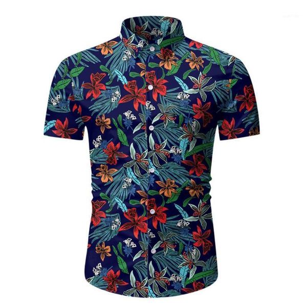 

fashion hawaiian shirt men short sleeve printed mens shirts regular slim fit casual shirt summer lapel chemise homme #201, White;black