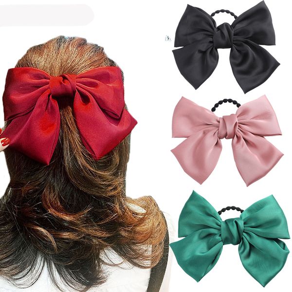 Bandas de cabelo de borracha grande da curva Scrunchies Satin Hair Elastic Cordas Mulheres Headwear menina rabo de cavalo titular Acessórios de cabelo