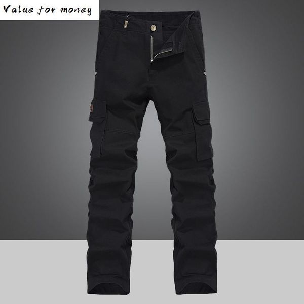 

pockets black men's cargo denim jeans slim stretch denim pants, Blue