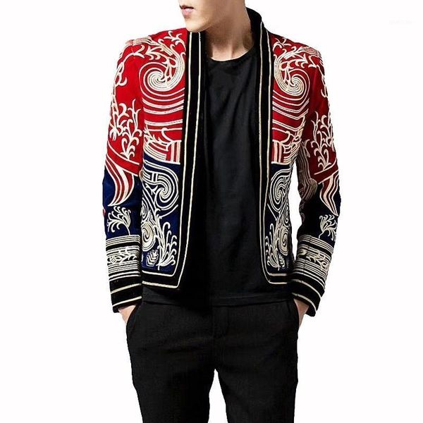 

2020 autumn mens jacket gold thread embroidery suit masculino erkek hombre stage party club designer blazer1, White;black