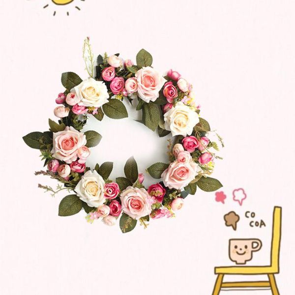 

artificial rose camellia garland simulation floral silk cloth flower home wedding christmas party ornaments decoration supplies1