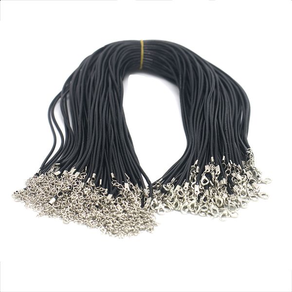 100 шт./лот, черные восковые кожаные змеиные цепи, ожерелье для женщин 18-24 дюймов, шнур, веревка, проволочная цепь, сделай сам, модные украшения оптом