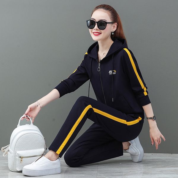 

sports spring and autumn sportswear leisure suits one button shop sports dresswomen's clothing autumn 2020 new fashion women's wea, Gray