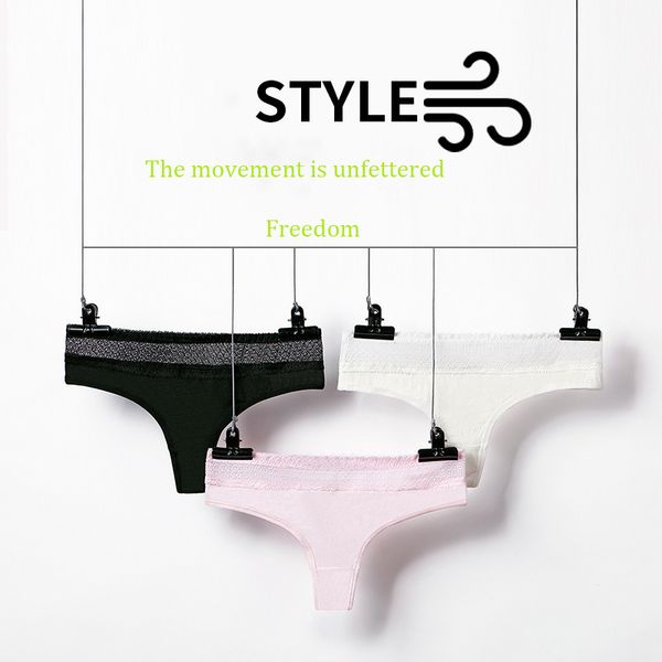 

style lace panties women's feminine feel one-piece ice silk traceless low waist briefs lace chatter fitness sports underwear, Black;white