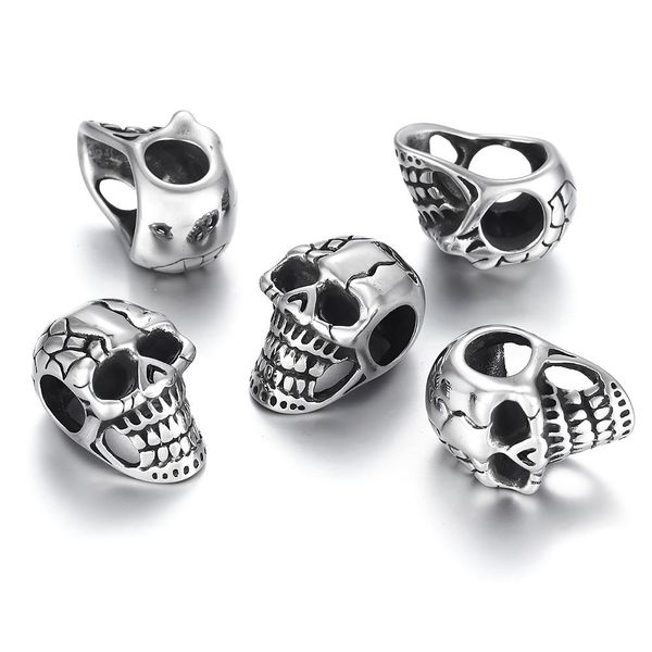 

из нержавеющей стали шариков черепа spacer большое отверстие 6мм slide шарм подвеска diy мужчины браслет поставки решений ручной работы ювел, Bronze;silver