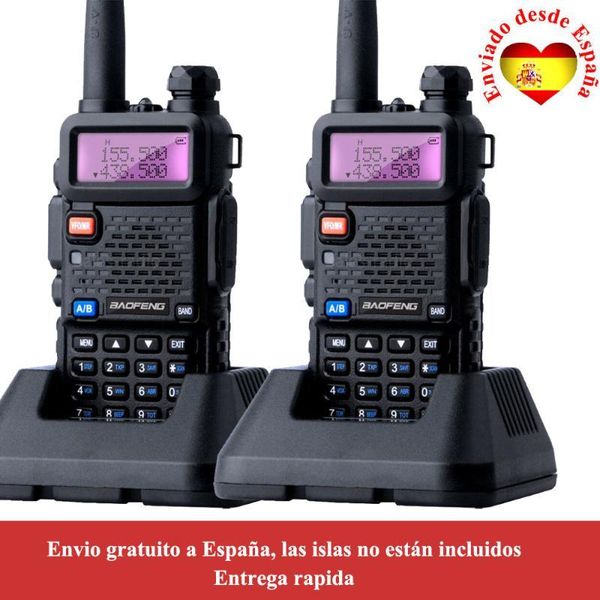 

walkie talkie 2pcs baofeng uv-5r 8w fm radio triple power 8/4/1 watts vhf uhf dual band 136-174&400-520mhz portable two way radio1