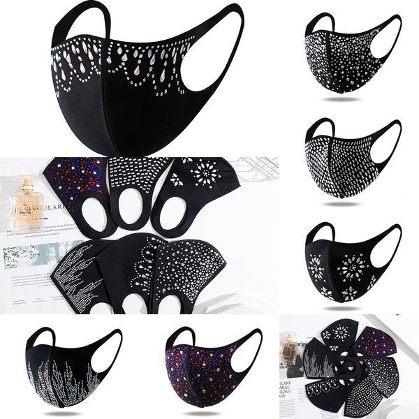 

bright diamond mask men outdoor breathable dustproof washable face covering women bling rhinestone party masks jewelry f oyv0f, Black