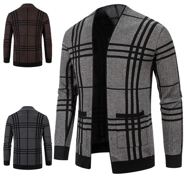 

men's knitted cardigan, busins casual et, winter new in 2021, White;black