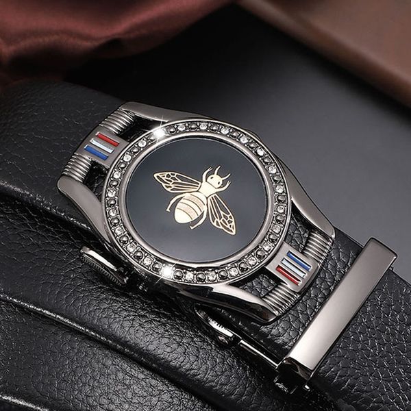 

e5qou имитация мужские из искусственной кожи автоматический модный кожаный новый мужской новый пчелиный автоматический ремень алмазный ремен, Black;brown