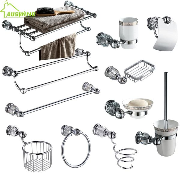 

кристалл ванной аппаратная набор твердая латунь мыльница настенный фен держатель с crystalbathroom аксессуары в chrome sqcyxc