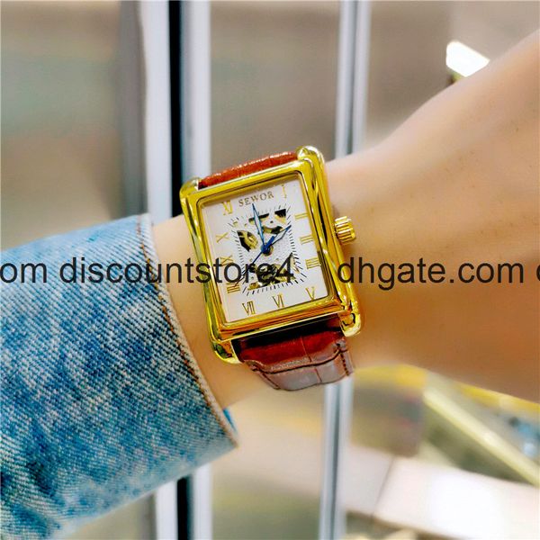 

swiss swarch watch men's automatic mechanical watch sells fashion trend waterproof new hollow men's watch, Slivery;brown