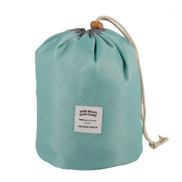 

drawstring multi-functional cosmetics toiletries storage bag cylindrical bucket with small zipper bag for home bathroom tidy1