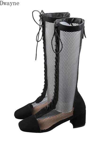 

net red martin boots female super fire 2020 autumn hollow long tube autumn boots wild small spring and, Black