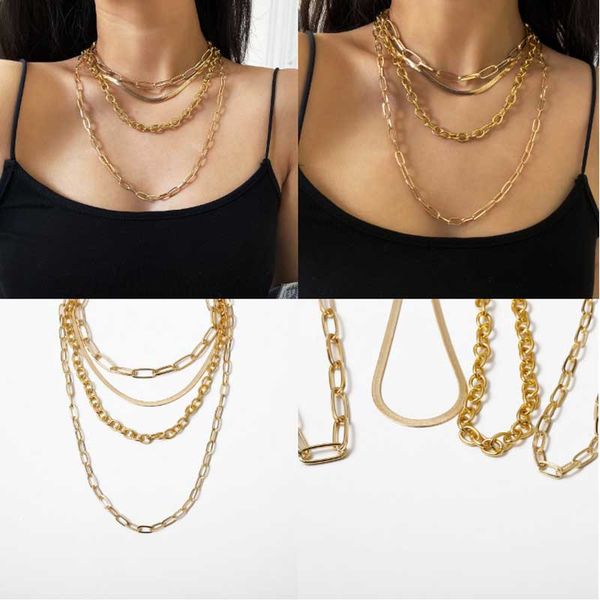 

punk rock chain choker necklace for women fashion multilayer chunky cuban long chains gold hip hop necklaces statement jewelry kimter-k227fa