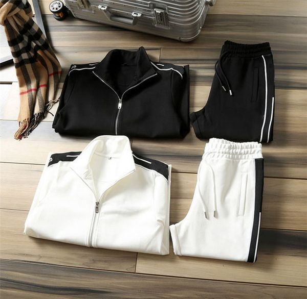 

mens tracksuit autumn spring fashion men letter print cardigan jacket + pants two pieces suit casual mens suits 2 colors size -3xl, Gray