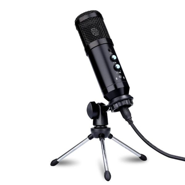 

microphones bm800 usb condenser microphone with ear-back monitor mute reverb computer for live podcast,video and voice chat