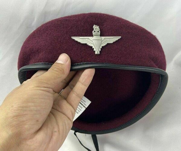 

- parachute regiment red devils wwii uk army british grey badge maroon beret hat cap, Blue;gray