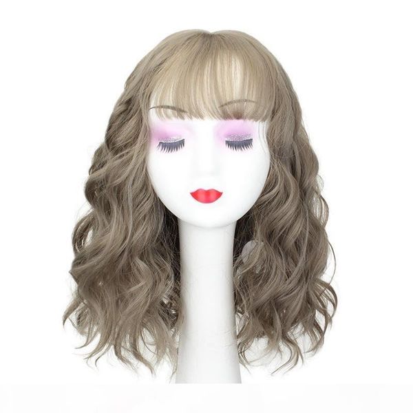 

wig women's natural fiber short hair american new curly hair popular in europe and america, Black
