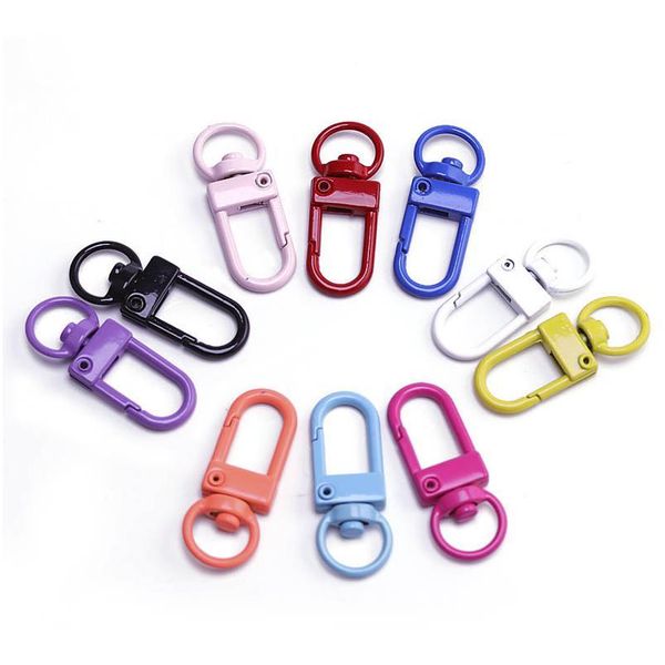 

10pcs color paint baking keychains key chain key ring spring buckle 8 word buckle shrimp buckle bag jewelry acc qylhml