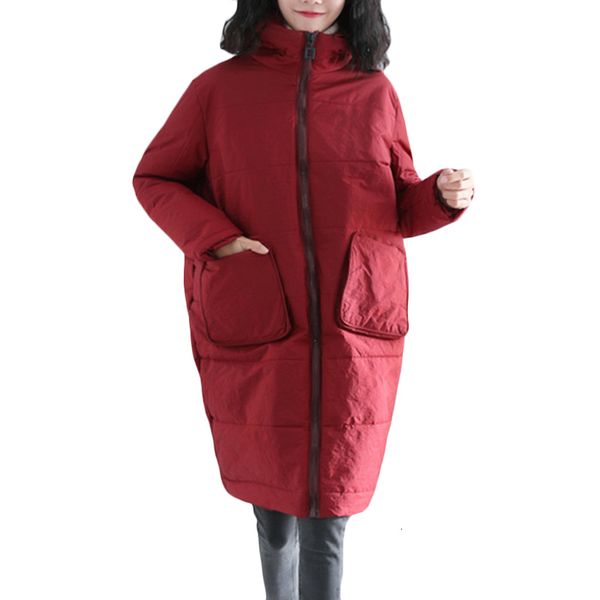 

large size clothing autumn winter new thick warm hooded coat women's loose casual down cotton jacket parkas f699, Black