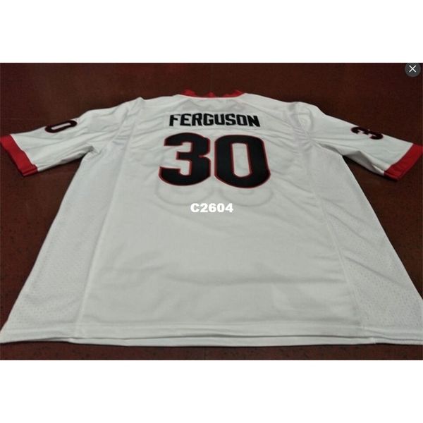 

2604 #30 ed ferguson georgia bulldogs size s-4xl red black white college jersey or custom any name or number jersey