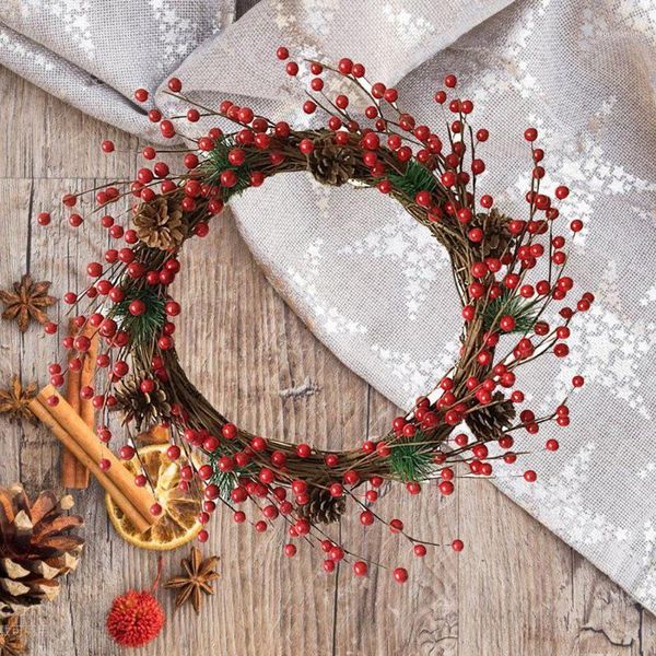 

decorative flowers & wreaths simulation red berries pine cones garland party hanging decor festive supplies artificial wreath po prop lintel