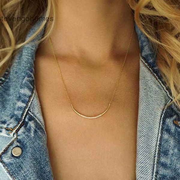

u arc stainless steel pendant paper clip simple necklace 316l short neck clavicle chain, Silver