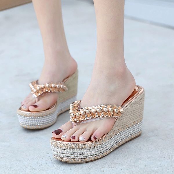 

2020 summer shoes women wedge sandals casual woman platform shoes sweet ladies high heels fashion wedges heels 11cm a2347 #n11x, Black