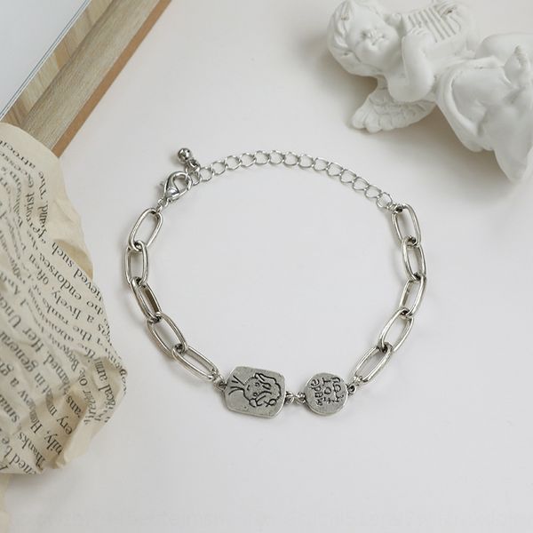 

korean temperament simple bracelet nationality accessories nationality bracelet personality beautiful portrait lettering cute minority adjus, Golden;silver