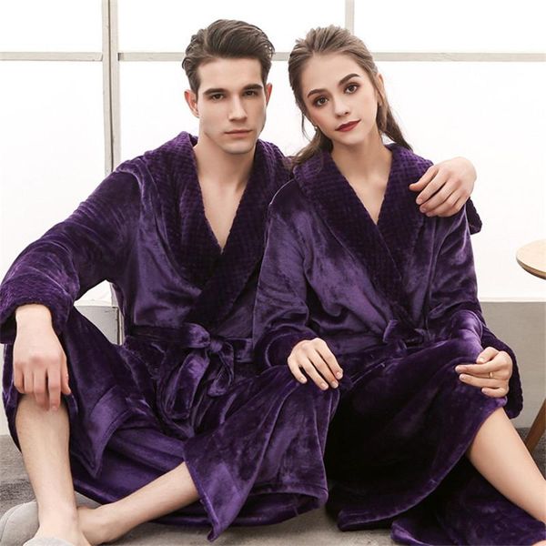 

women's sleepwear couples lengthened bathrobe female home wear nightgown autumn and winter nightdress thick flannel pajamas, Black;red