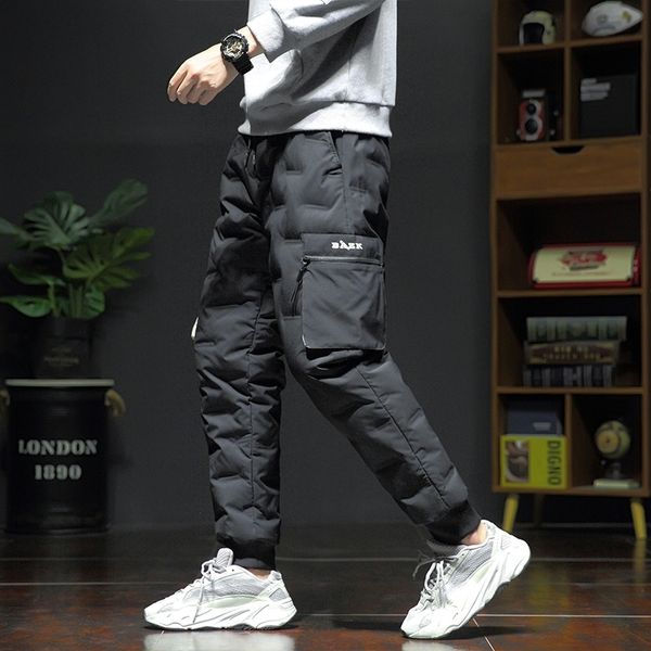 % 80 Beyaz Ördek Aşağı Yastıklı Kıyaltık Kış Islı Pantolon Erkekler Joggers Sports Giyim Sweetpants Termal Aşağı Pantolon 220212