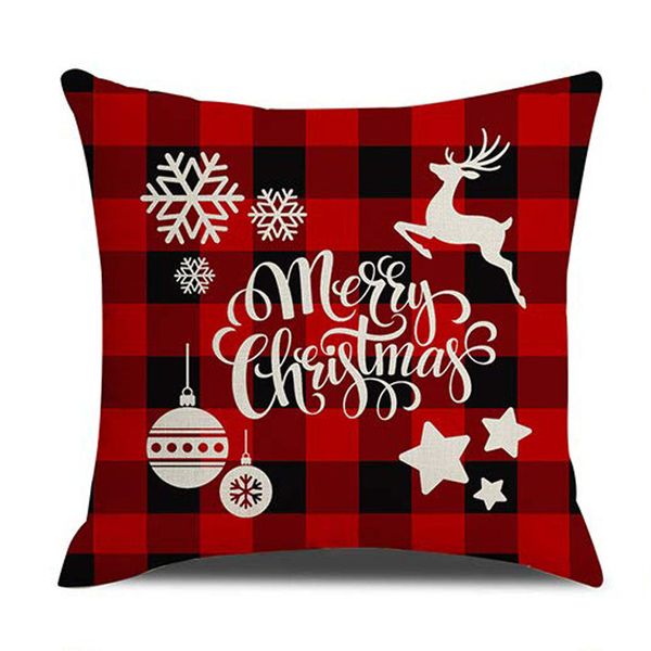 

marry case canvas 45*45cm elk printed individual package christmas pillow cover retro plaid pillowcase dhb2941