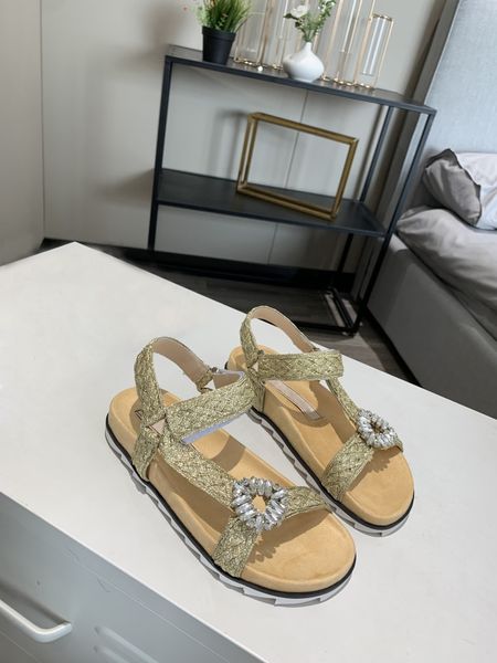 

leisure sandals 2020 new women's diamond leather velcro sports soft soled thick soled sandals women's summer flat shoes, Black