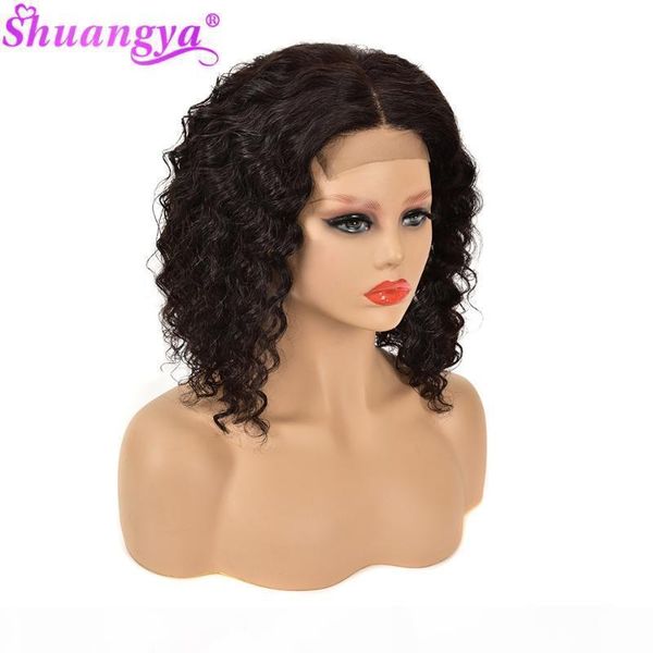 

bob wig deep wave lace closure human hair wigs 4x4 short bob wig for black women peruvian remy hair, Black;brown