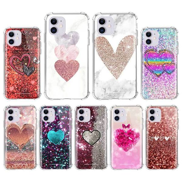 

airbag anti fall capa for iphone 7 8 11 pro max xs x xr 6 6s plus se 2020 mobile carcasa coque gold rose glitter love