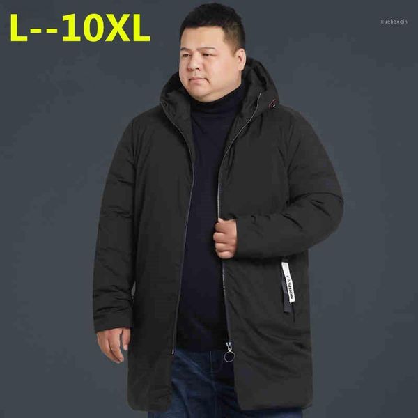 

plus size 10xl 8xl 6xl 5xl new long parka men brand-clothing thick warm winter jacket male cotton quilted coat men1, Black