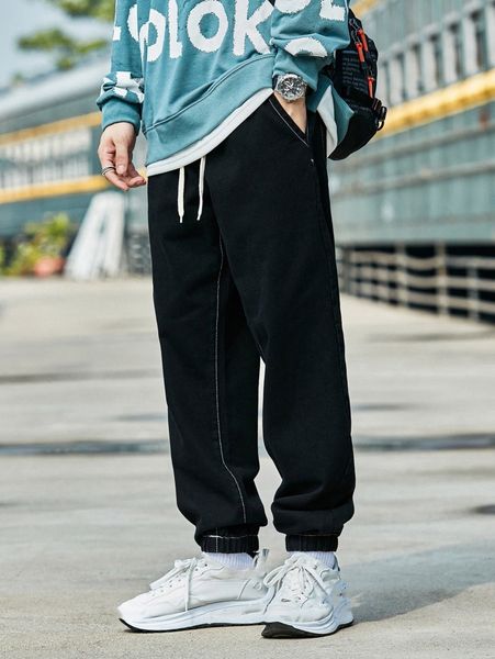 

men slant pockets carrot jeans w6uc#, Blue