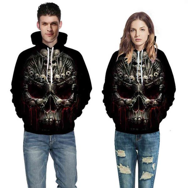 

men's nnd women's sweatshirts autumn women's hooded sweater 3d digital printing long sleeve large loose couple casual wear, Black