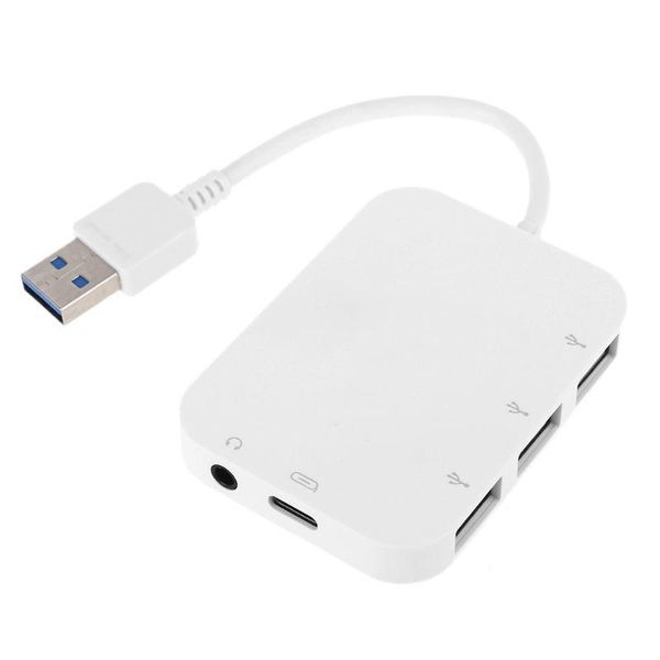 

high speed usb to 3x usb 3.0 hub adapter splitter c charging 3.5mm audio output jack for pc lapdeskcomputer