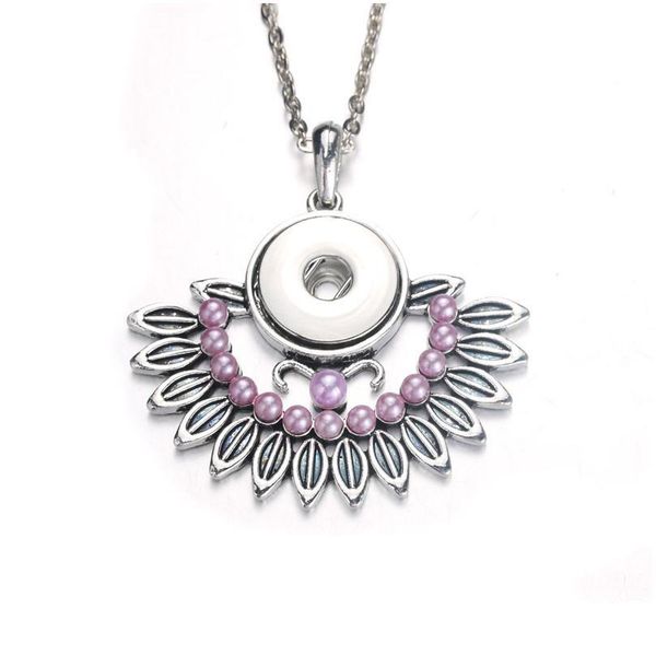 

feather snap jewelry crystal pendant necklace 18mm snap necklaces women charms snap button diy jewelry gift for wo bbyzjg, Silver